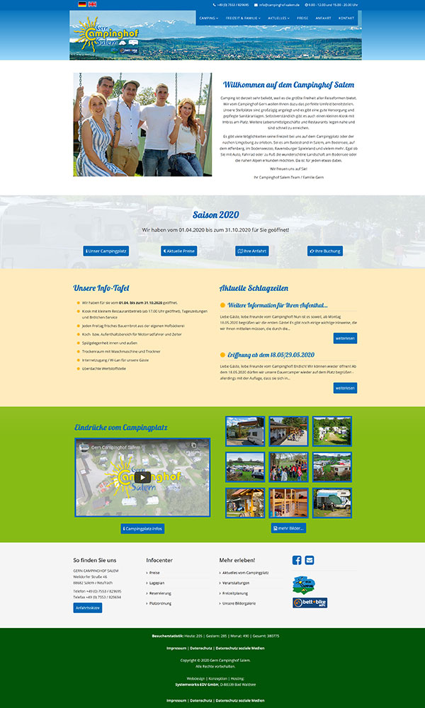 Webdesign Gern Campinghof Salem