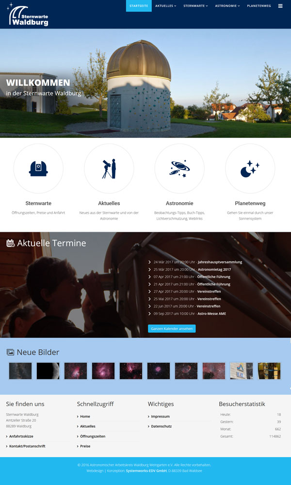 Homepage Sternwarte Waldburg