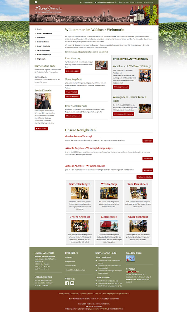 Webdesign Waldseer Weinmarkt