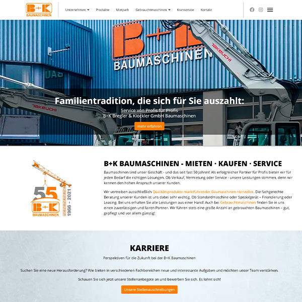 Webdesign B&K Baumaschinen